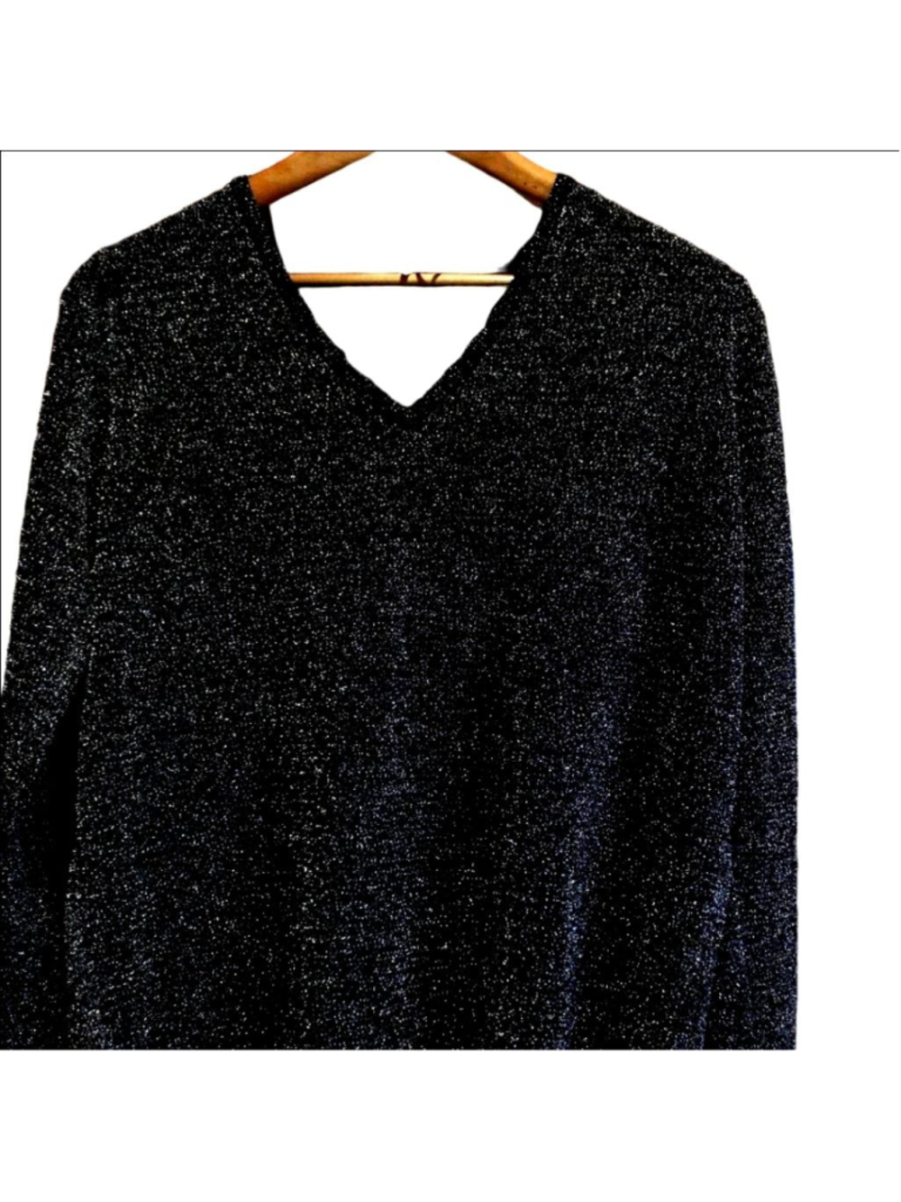 NYDJ Metallic Double V-Neck Sweater L - Picture 6 of 8